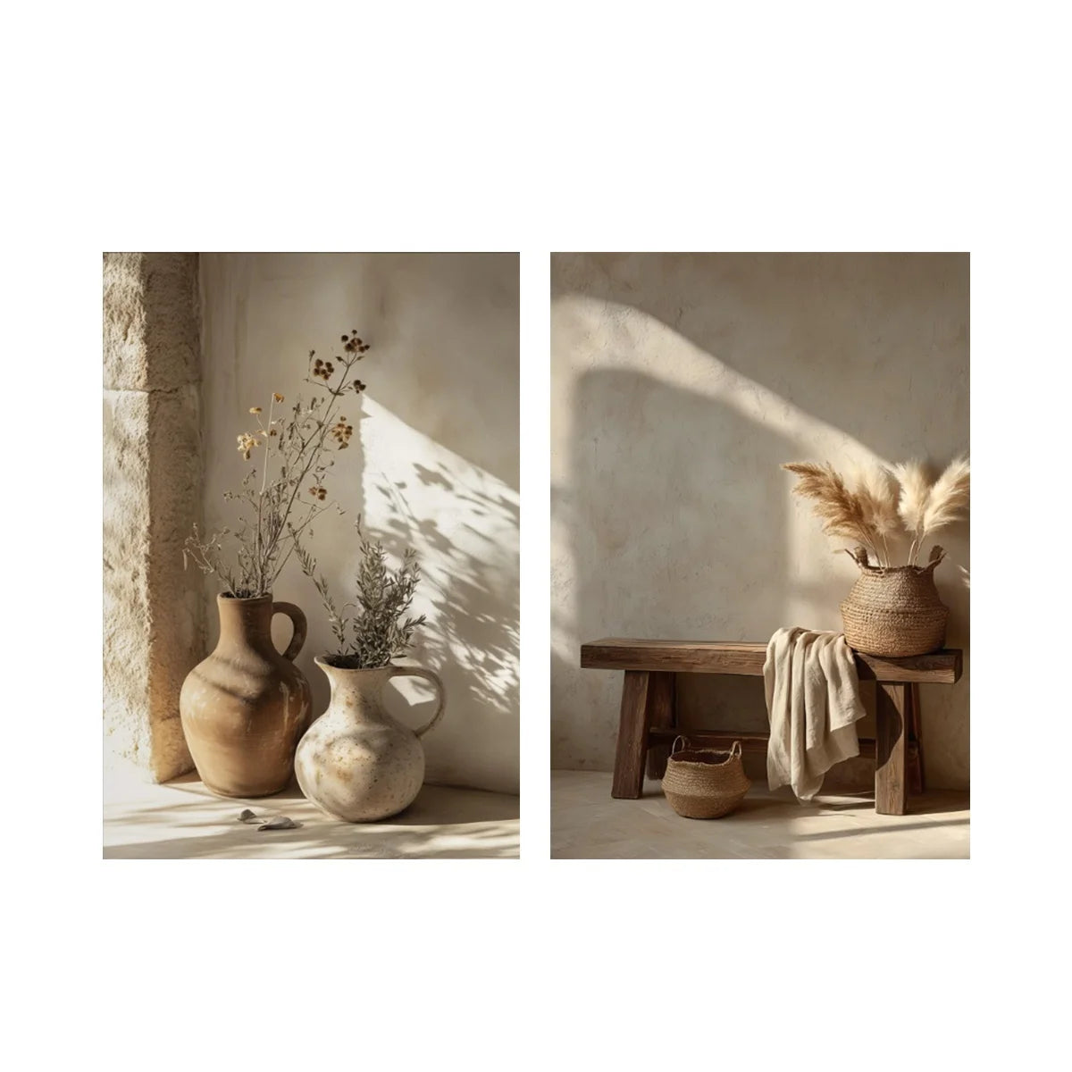 2pcs/set Neutral Olive Tree Shadow Vase Canvas Print Poster Retro Botanical Landscape Art Print Home Decor Art Poster Gifts by PurelyhomeDeco