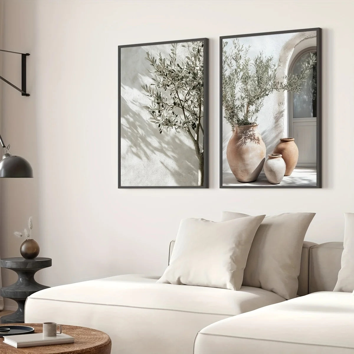 2pcs/set Neutral Olive Tree Shadow Vase Canvas Print Poster Retro Botanical Landscape Art Print Home Decor Art Poster Gifts by PurelyhomeDeco