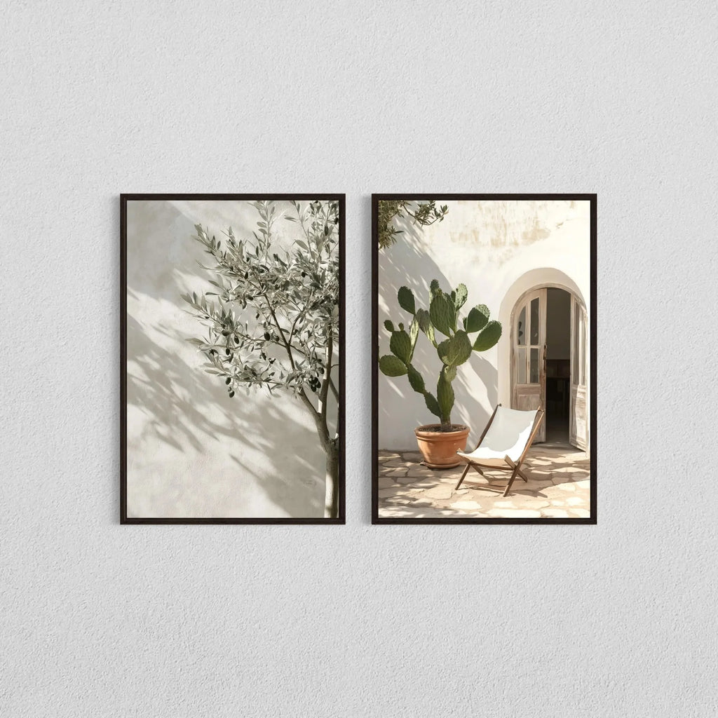 2pcs/set Neutral Olive Tree Shadow Vase Canvas Print Poster Retro Botanical Landscape Art Print Home Decor Art Poster Gifts by PurelyhomeDeco