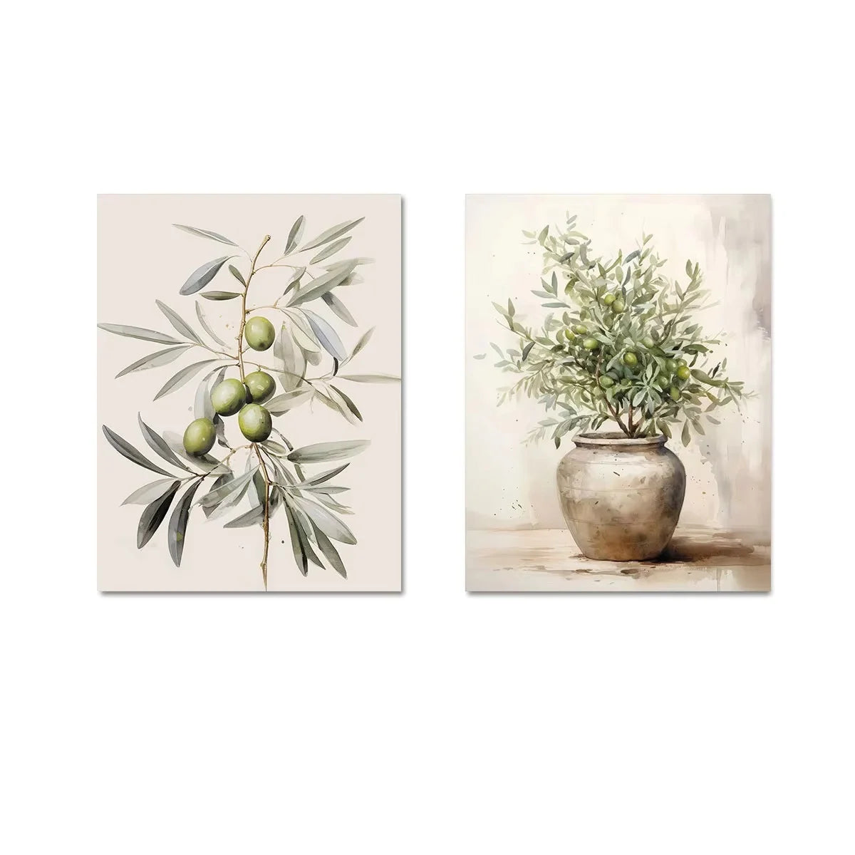 2pcs/set Neutral Olive Tree Shadow Vase Canvas Print Poster Retro Botanical Landscape Art Print Home Decor Art Poster Gifts by PurelyhomeDeco