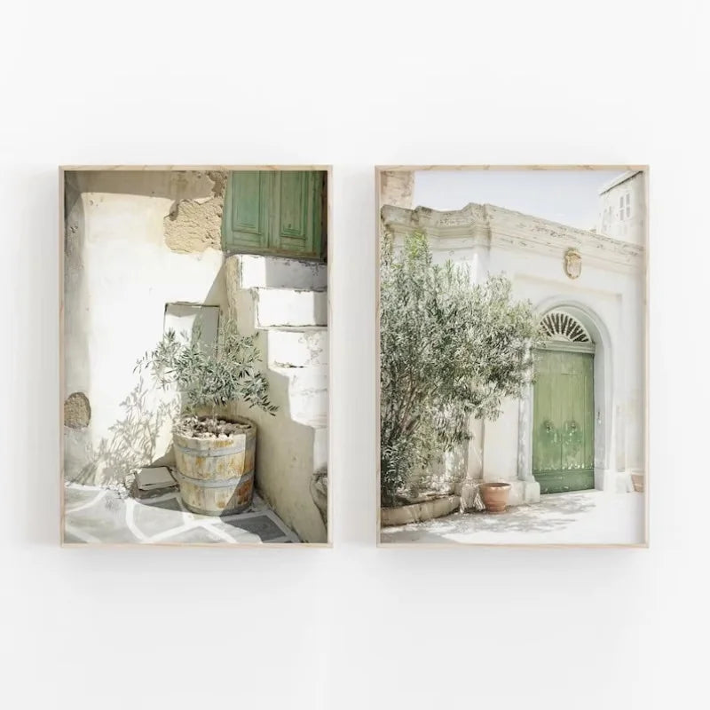 2pcs/set Neutral Olive Tree Shadow Vase Canvas Print Poster Retro Botanical Landscape Art Print Home Decor Art Poster Gifts by PurelyhomeDeco