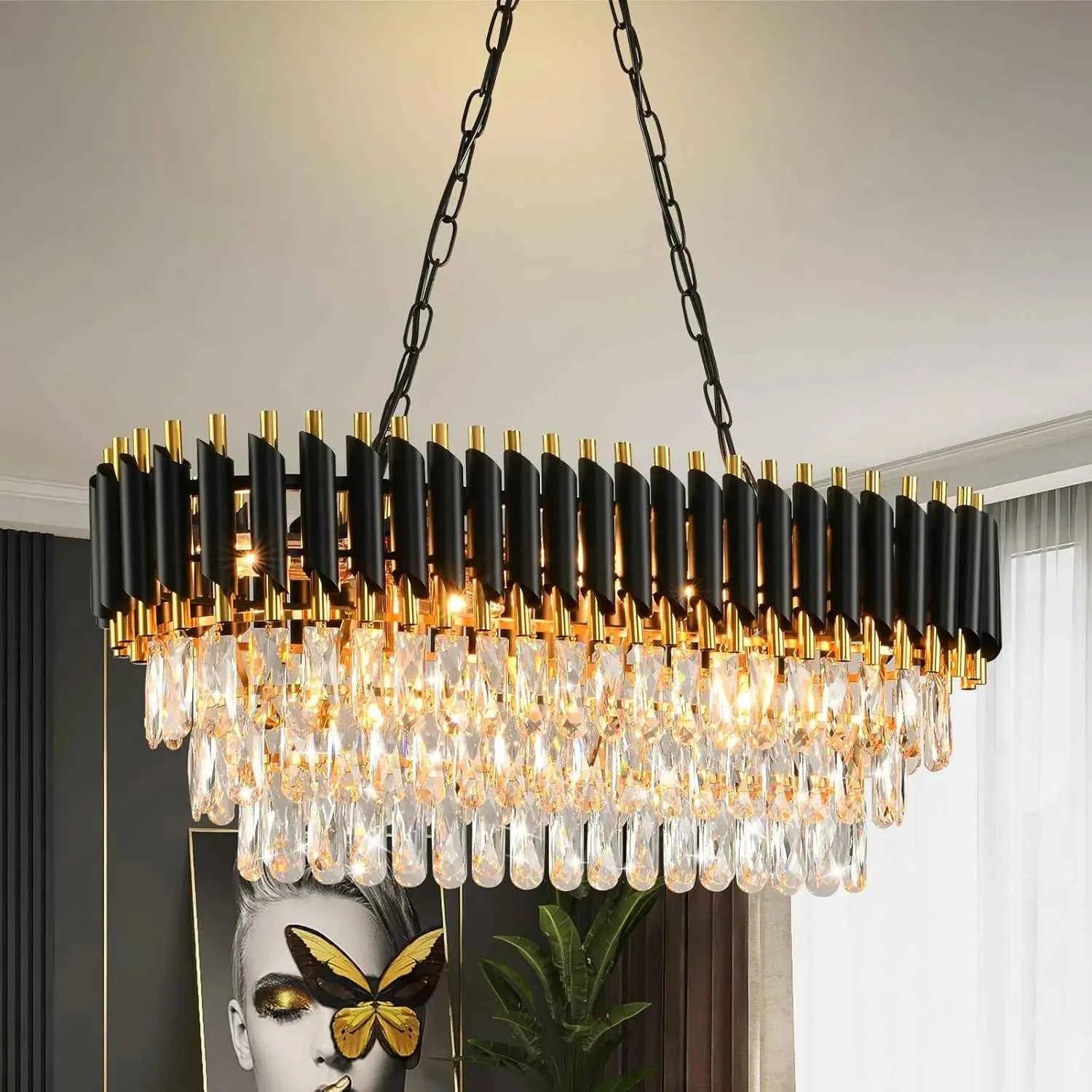Midnight Gold Crystal Tier Chandelier by PurelyhomeDeco