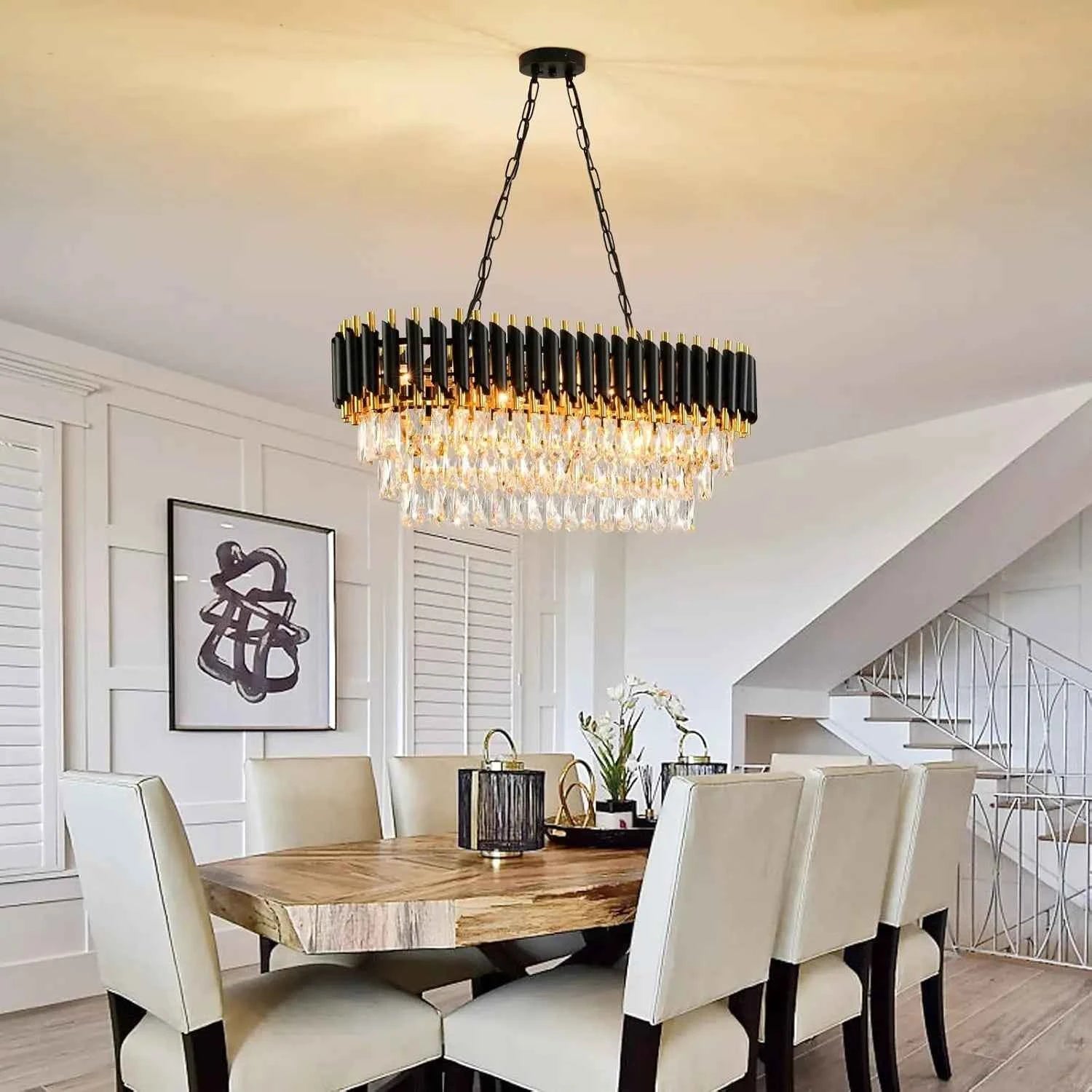 Midnight Gold Crystal Tier Chandelier by PurelyhomeDeco