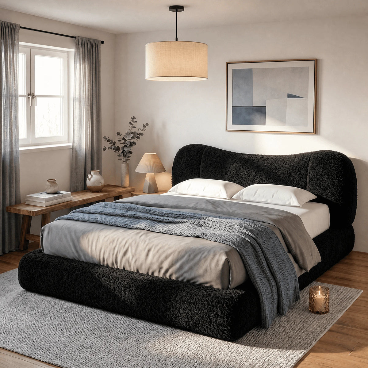 EnHomee Cloud Bed Frame with 5.9" Detachable Headboard, No Assembly Required Beds All-Foam Boneless, Noise-Free, No Box Spring Needed by PurelyhomeDeco
