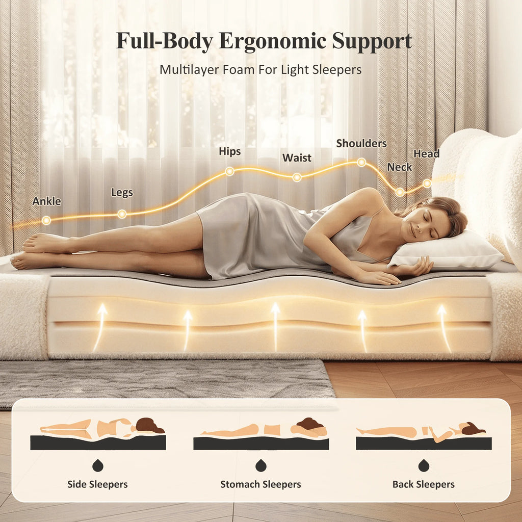 EnHomee Cloud Bed Frame with 5.9" Detachable Headboard, No Assembly Required Beds All-Foam Boneless, Noise-Free, No Box Spring Needed by PurelyhomeDeco