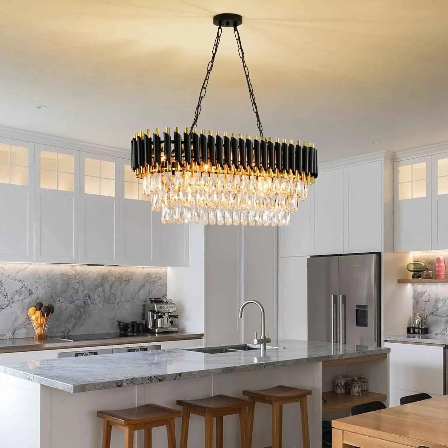 Midnight Gold Crystal Tier Chandelier by PurelyhomeDeco