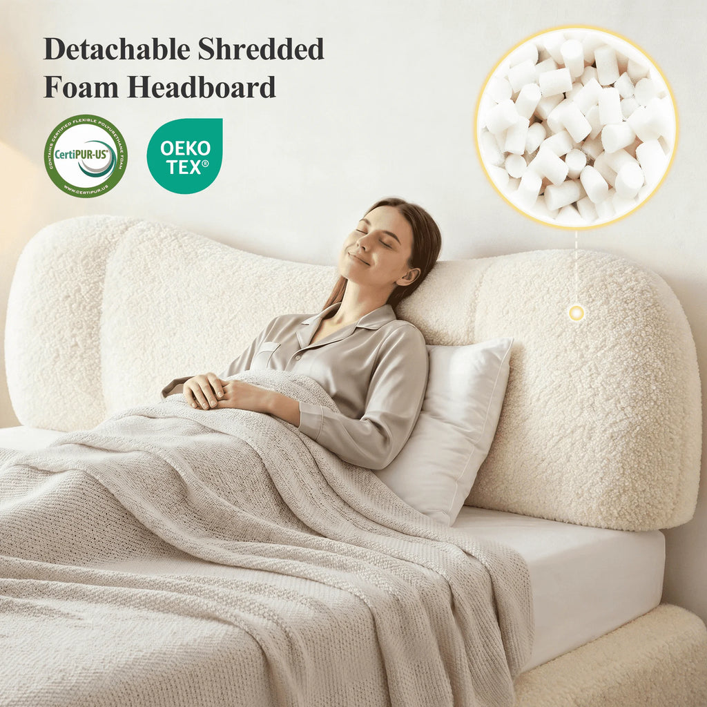 EnHomee Cloud Bed Frame with 5.9" Detachable Headboard, No Assembly Required Beds All-Foam Boneless, Noise-Free, No Box Spring Needed by PurelyhomeDeco