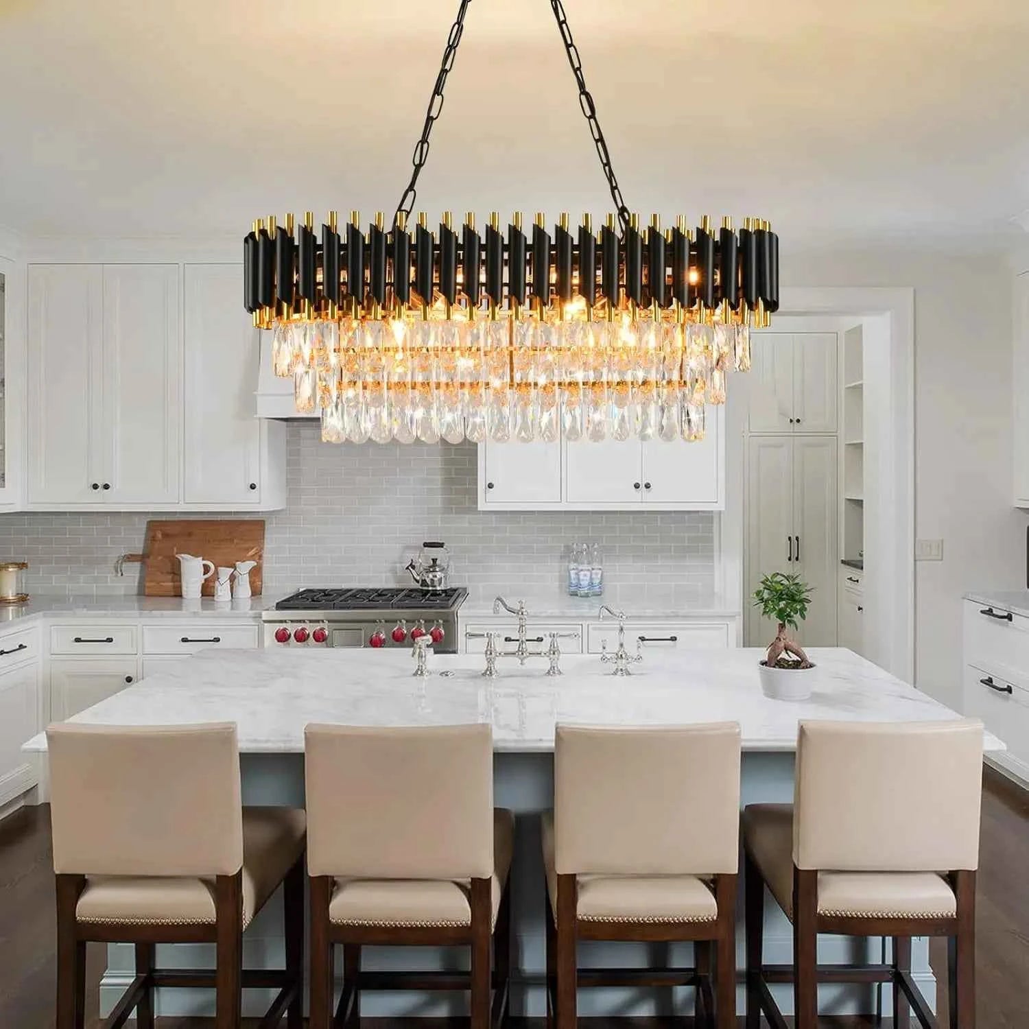 Midnight Gold Crystal Tier Chandelier by PurelyhomeDeco