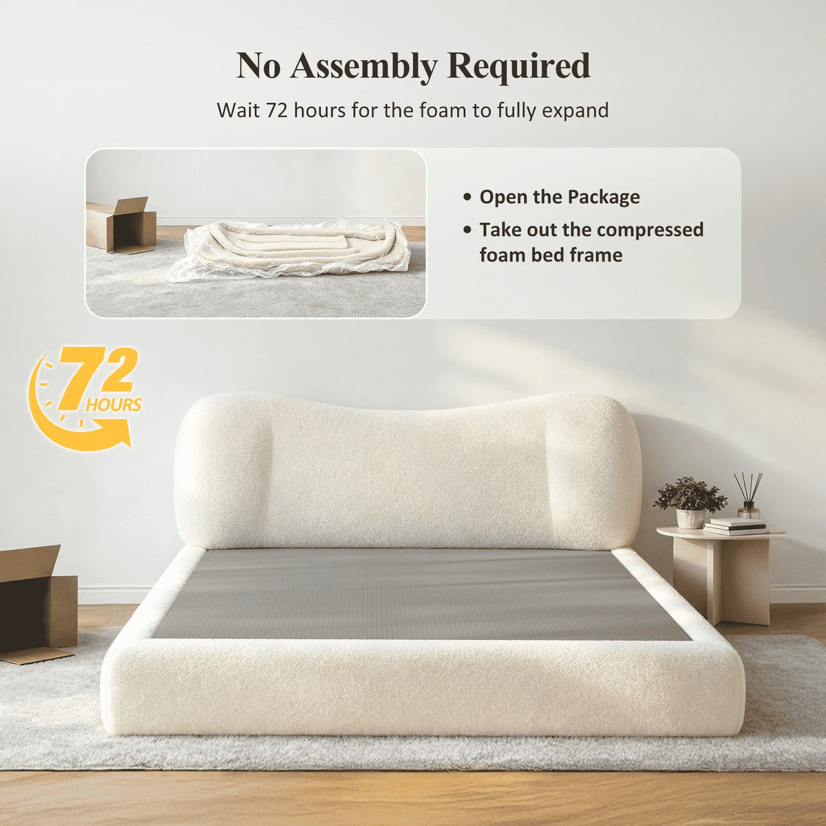 EnHomee Cloud Bed Frame with 5.9" Detachable Headboard, No Assembly Required Beds All-Foam Boneless, Noise-Free, No Box Spring Needed by PurelyhomeDeco