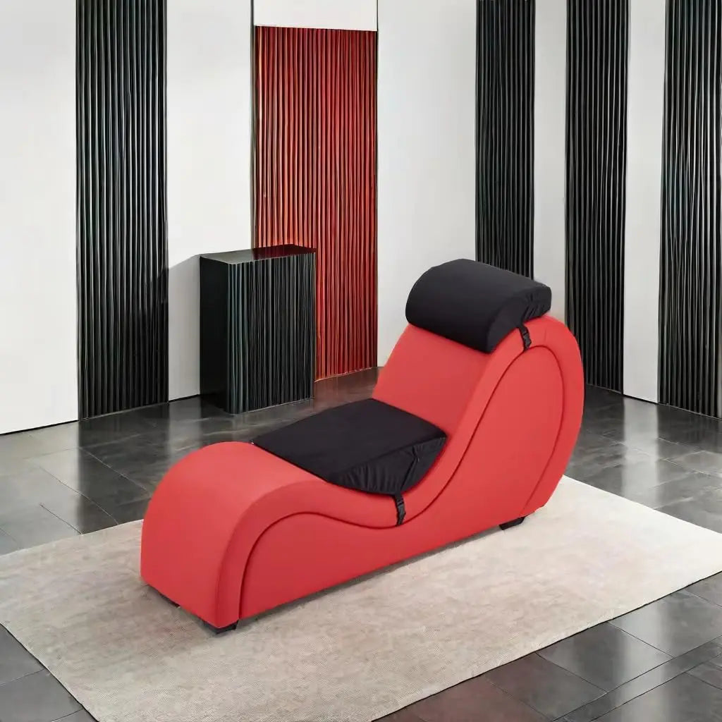165cm Faux Echo Leather Yoga Chaise Lounge Ergonomic Design Meditation Chair Soft Solid Wood for Wedding Relaxing Reading Books by PurelyhomeDeco