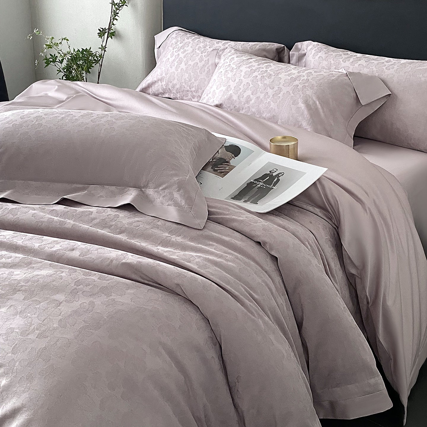 RegaliaSateen™ 4PCS Premium 100s Sateen Jacquard Bedding Set – Pure Cotton Sheet & Duvet Cover (Queen/King) by PurelyhomeDeco