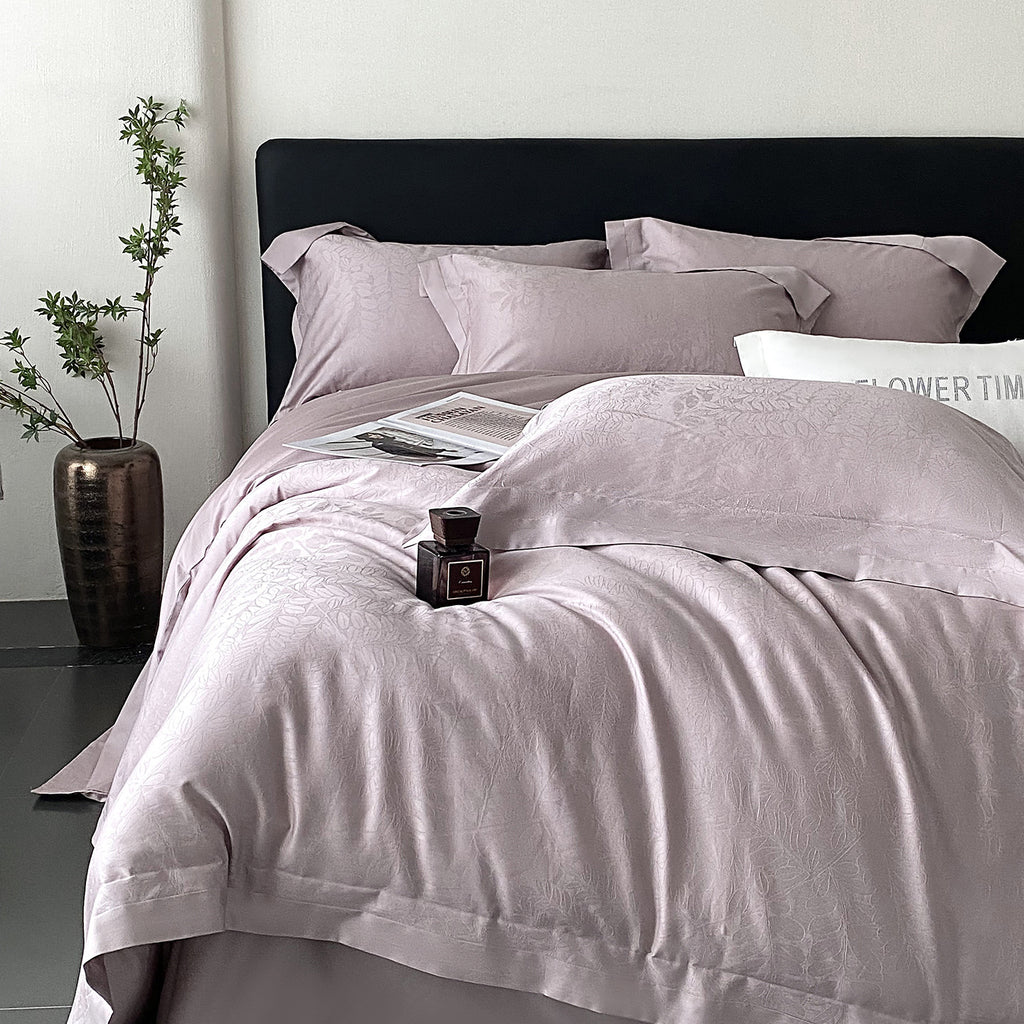 RegaliaSateen™ 4PCS Premium 100s Sateen Jacquard Bedding Set – Pure Cotton Sheet & Duvet Cover (Queen/King) by PurelyhomeDeco