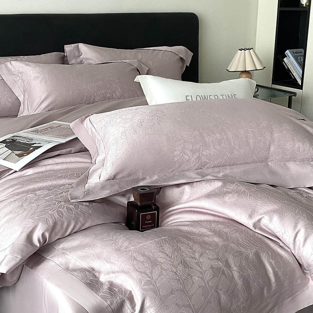 RegaliaSateen™ 4PCS Premium 100s Sateen Jacquard Bedding Set – Pure Cotton Sheet & Duvet Cover (Queen/King) by PurelyhomeDeco