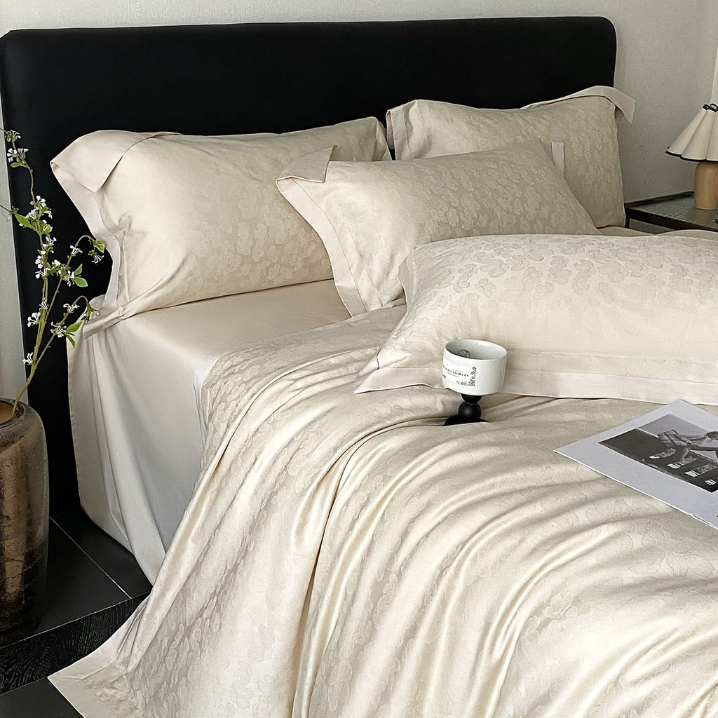 RegaliaSateen™ 4PCS Premium 100s Sateen Jacquard Bedding Set – Pure Cotton Sheet & Duvet Cover (Queen/King) by PurelyhomeDeco