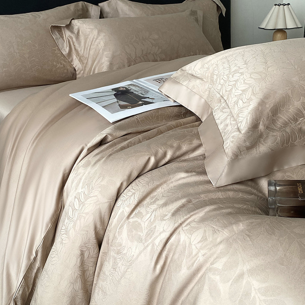 RegaliaSateen™ 4PCS Premium 100s Sateen Jacquard Bedding Set – Pure Cotton Sheet & Duvet Cover (Queen/King) by PurelyhomeDeco