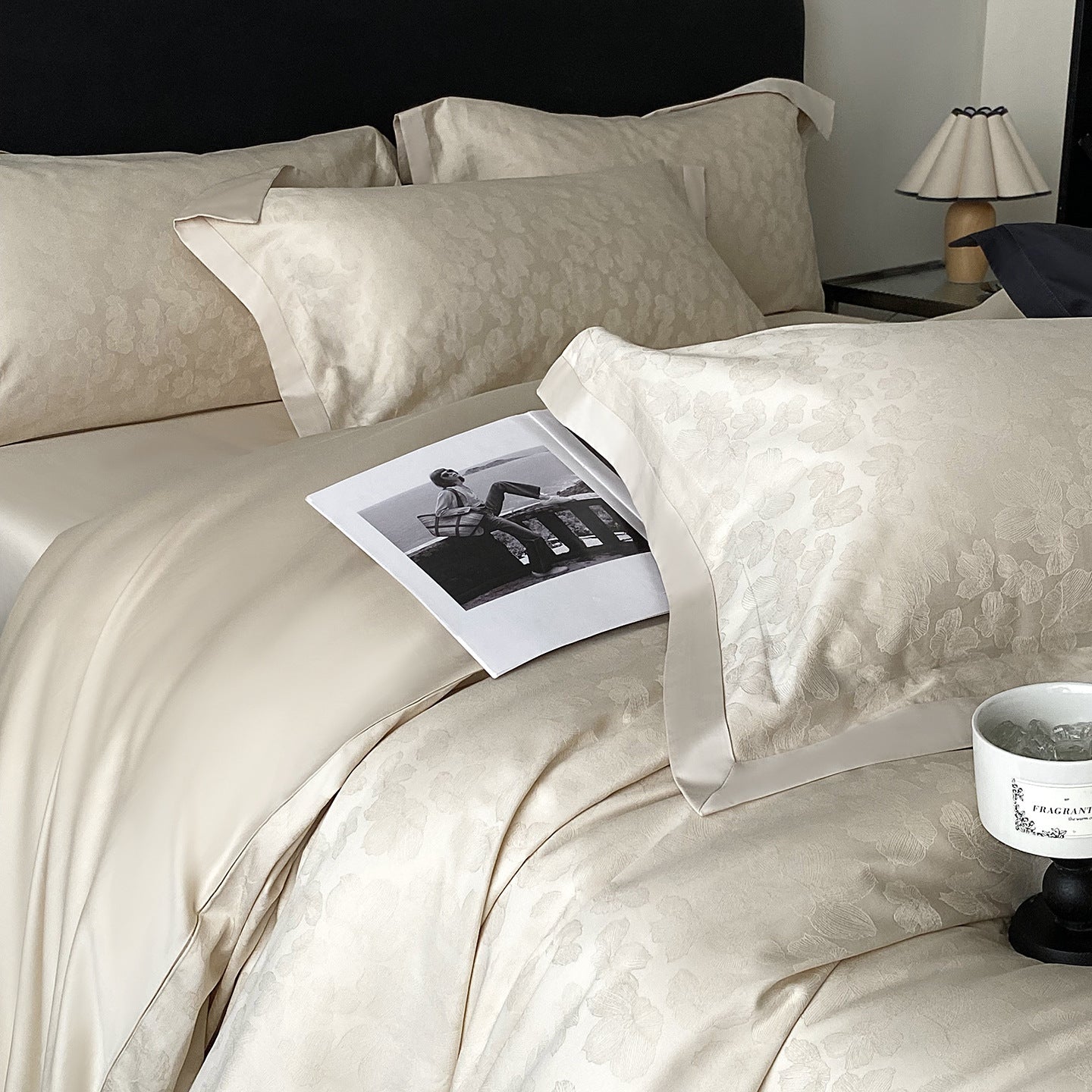 RegaliaSateen™ 4PCS Premium 100s Sateen Jacquard Bedding Set – Pure Cotton Sheet & Duvet Cover (Queen/King) by PurelyhomeDeco