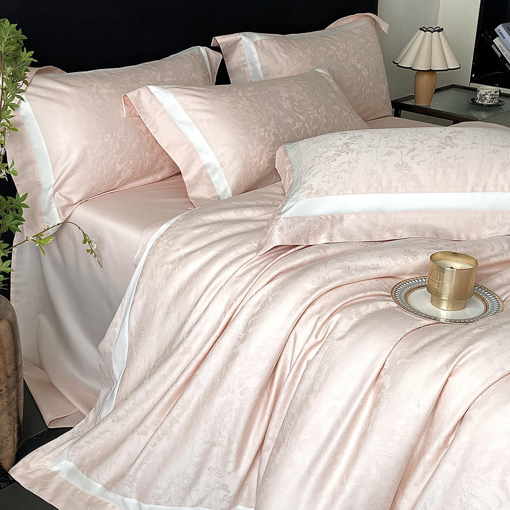 RegaliaSateen™ 4PCS Premium 100s Sateen Jacquard Bedding Set – Pure Cotton Sheet & Duvet Cover (Queen/King) by PurelyhomeDeco