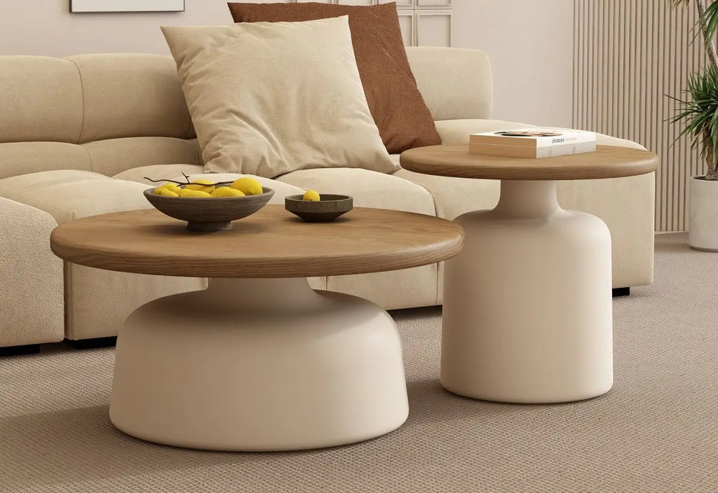 ELORA™ Cream Nordic Round Coffee Table by PurelyhomeDeco