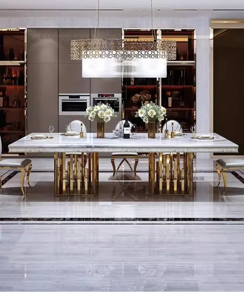 VELORIA™Italian White Marble Dining Set by PurelyhomeDeco