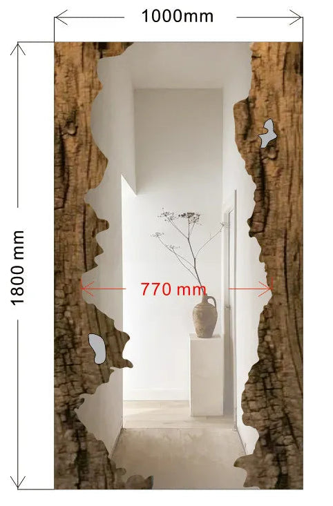 Wooden door design with measurements and details on a white background