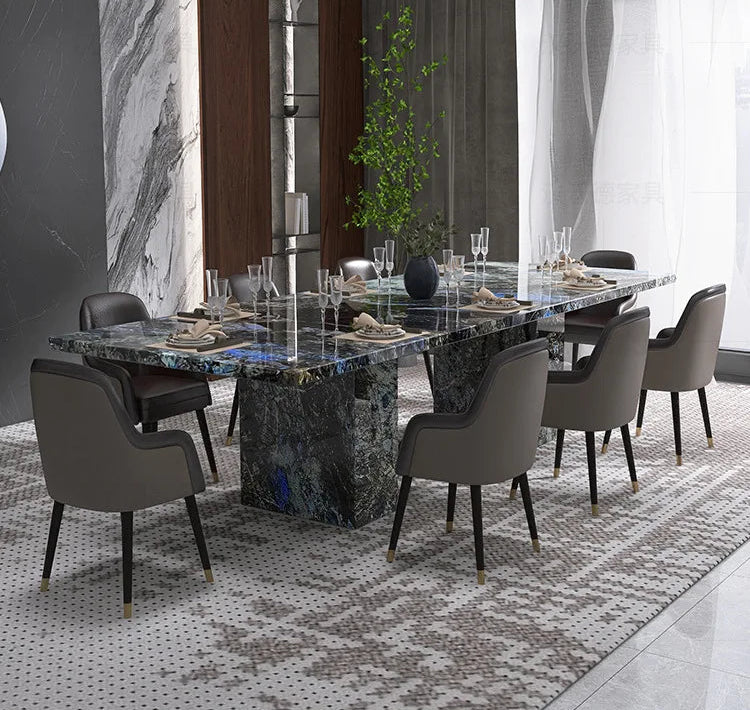AZURÉA™ Blue Jadeite Marble Dining Set (10-Seater) by PurelyhomeDeco