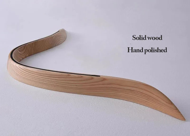 Solid wood item with 'Hand polished' text on a white background