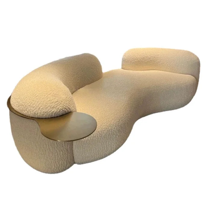 Cream wind creative curved sofa light luxury Italian pea sofa small apartment living room clothing store beauty salon hotel by PurelyhomeDeco