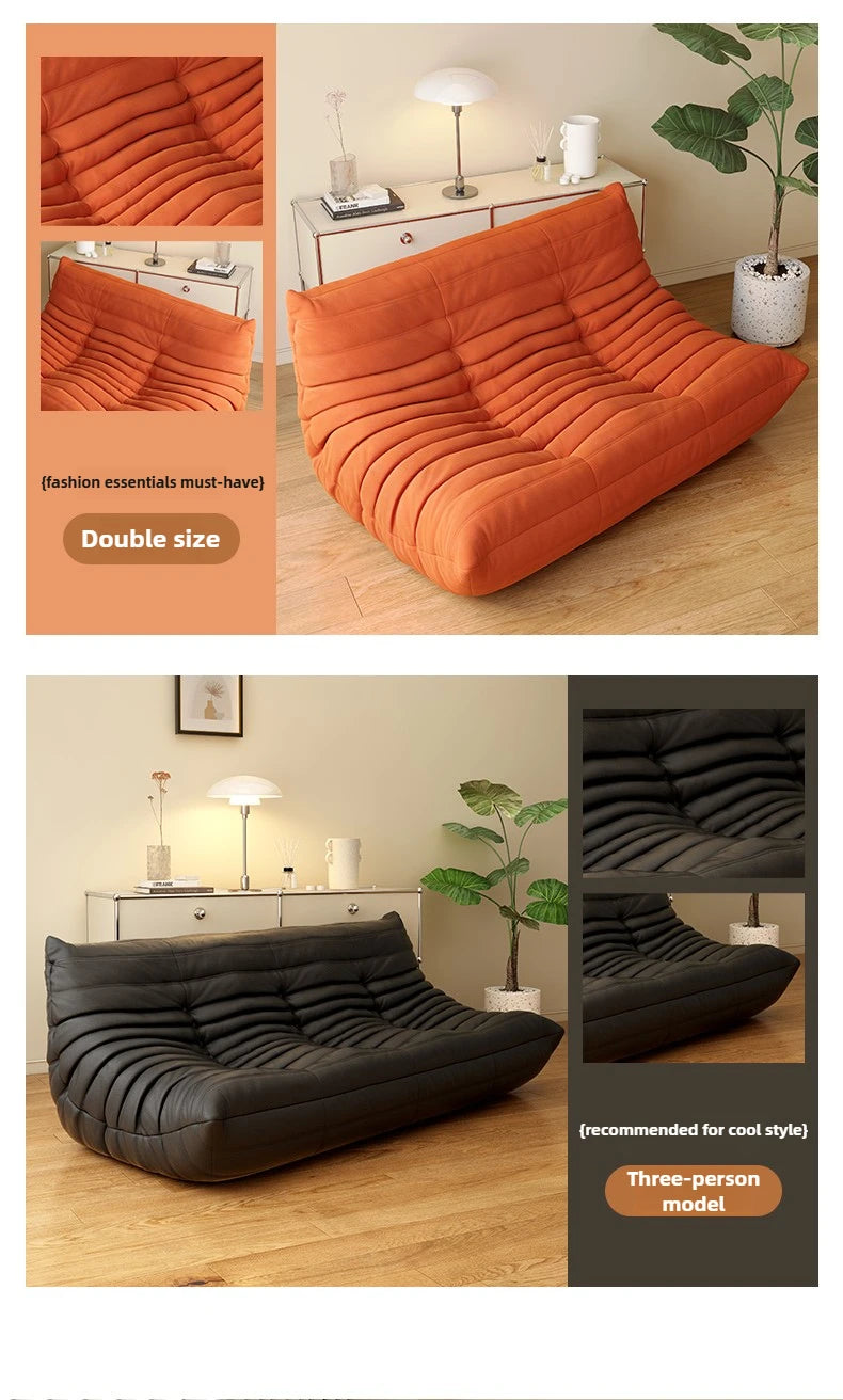 Caterpillar Lazy Sofa Living Room Leisure Balcony Tatami Lounge Chair Single Sofa Chair Bedroom Double Leisure Sofa Chair by PurelyhomeDeco