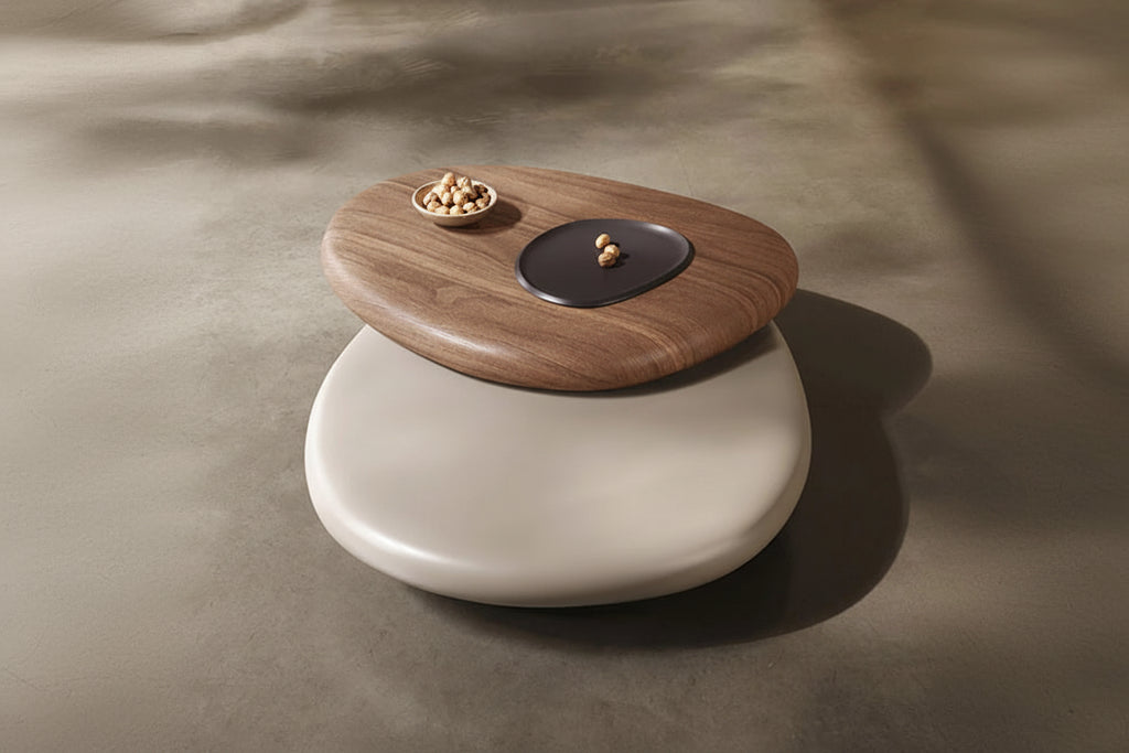 EMBERA™ Rotatable Designer Coffee Table | Sculptural Irregular Wood Centerpiece by PurelyhomeDeco