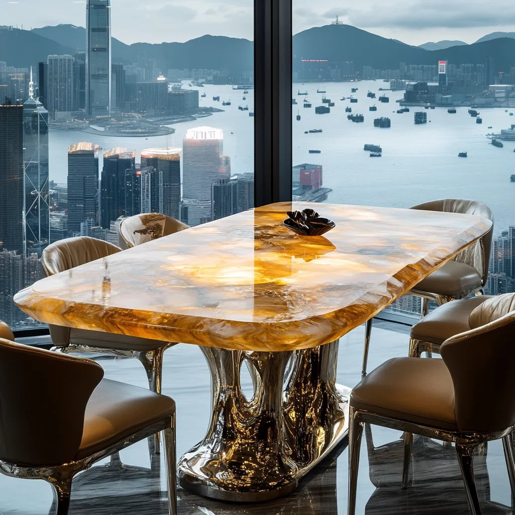 JADEVA™ Natural Jade Stone Dining Table by PurelyhomeDeco