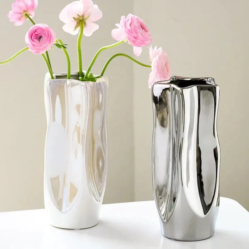 Silver Lumen Vase by PurelyhomeDeco