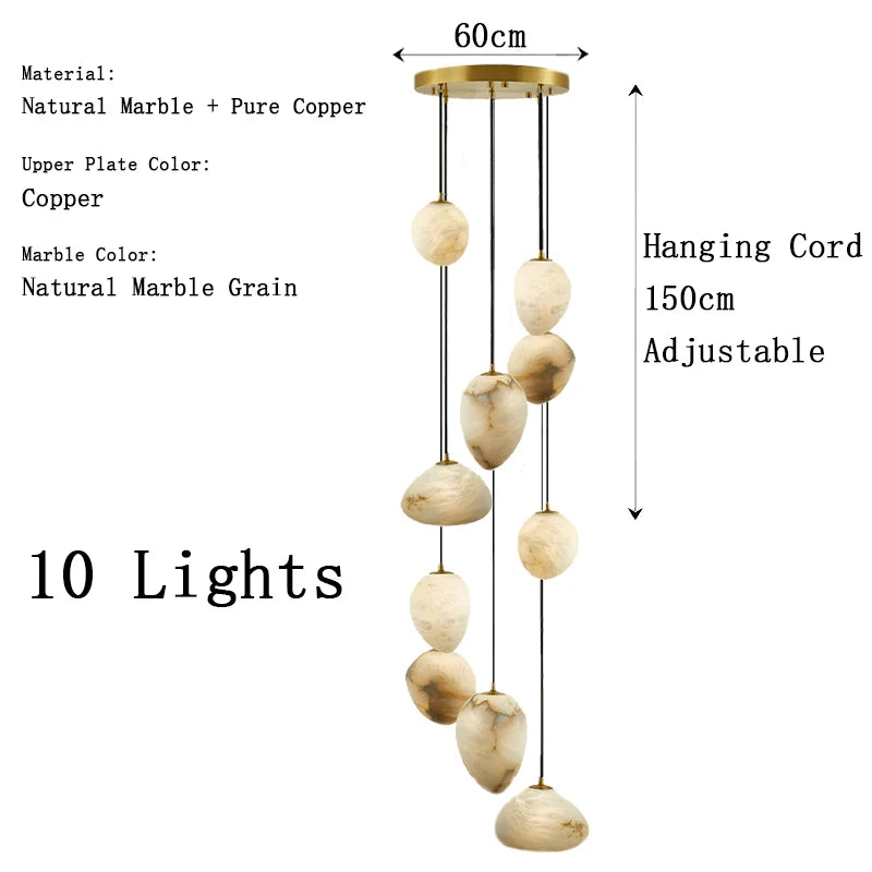 Siberia MarbleAura™ LED Chandelier – Luxury Natural Marble Hanging Light for Living Room & Modern Interiors by PurelyhomeDeco