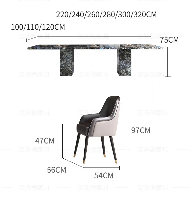 AZURÉA™ Blue Jadeite Marble Dining Set (10-Seater) by PurelyhomeDeco