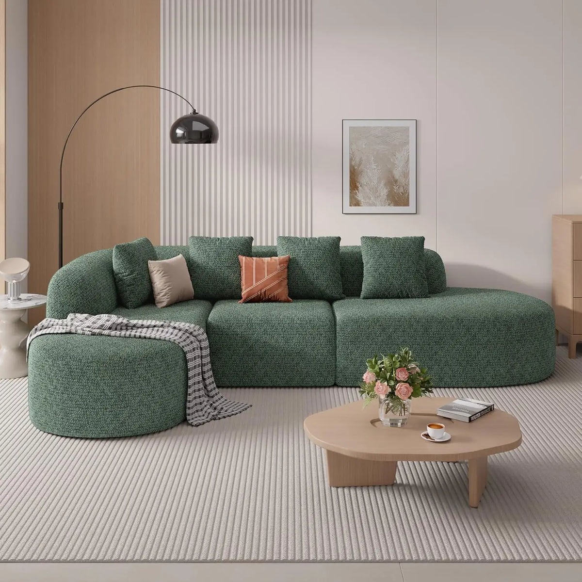 114 Inch Boneless Curved Couches for Living Room,Modern Modular Sectional Sofa with Chaise,L-Shape Cloud Sectional, Customized by PurelyhomeDeco
