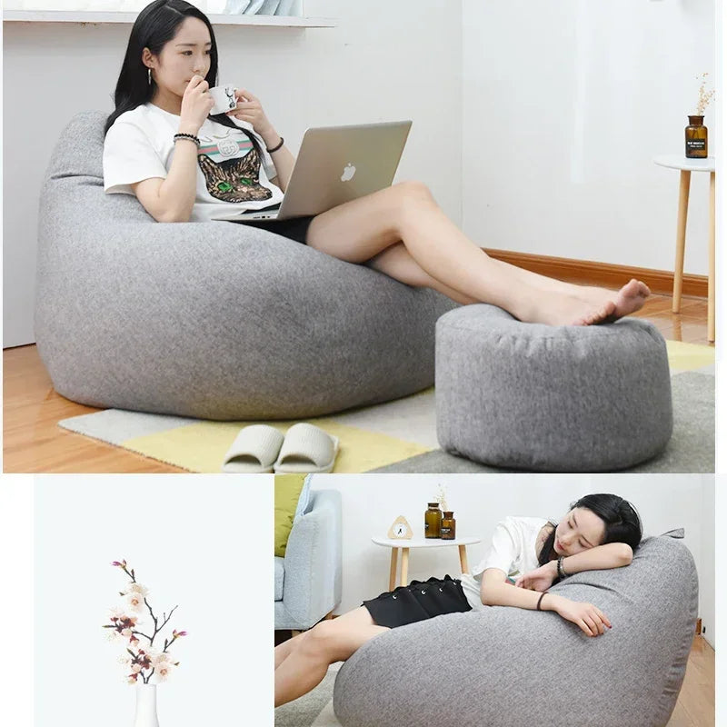 Lazy Seat Chair Sofa Cover Large Bean Bag Couch Soft Fluffy Breathable Adult Child Tatami Living Room Decorative without Filler by PurelyhomeDeco
