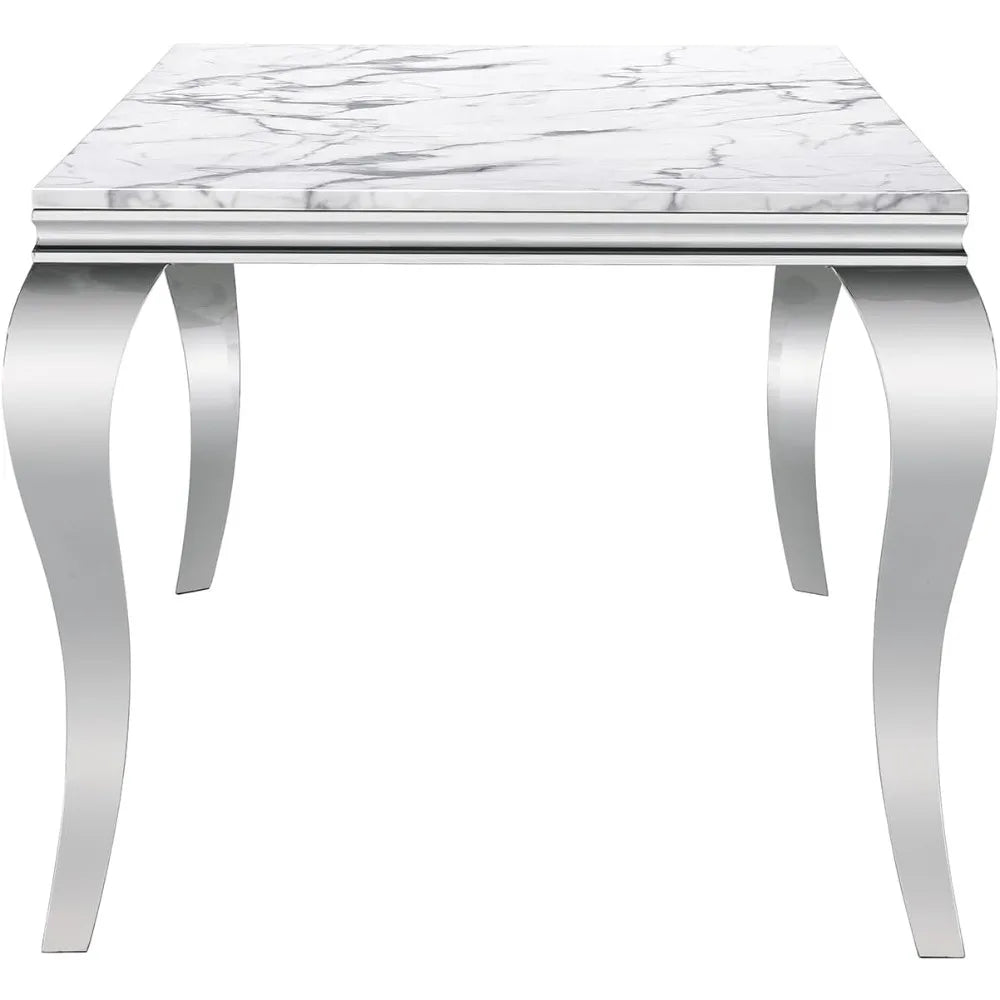 SILVÉN™ White Marble Stainless Steel Dining Table by PurelyhomeDeco