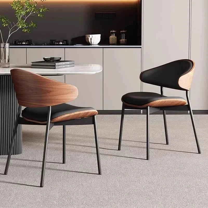 Noir Valencia™ – Genuine Leather Mid-Century Dining Chair by PurelyhomeDeco