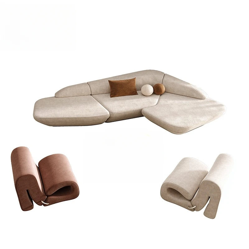 Modern beige and brown sofa set on a white background