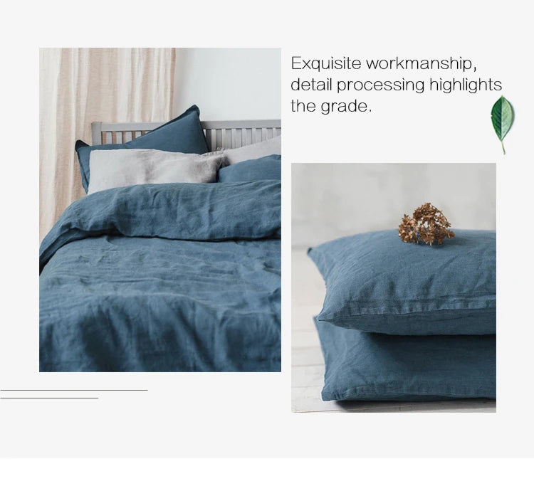 FlaxÉlysée™ Pure Linen Duvet Cover Set – Natural Flax French Linen Bedding with Coconut Button Closure by PurelyhomeDeco