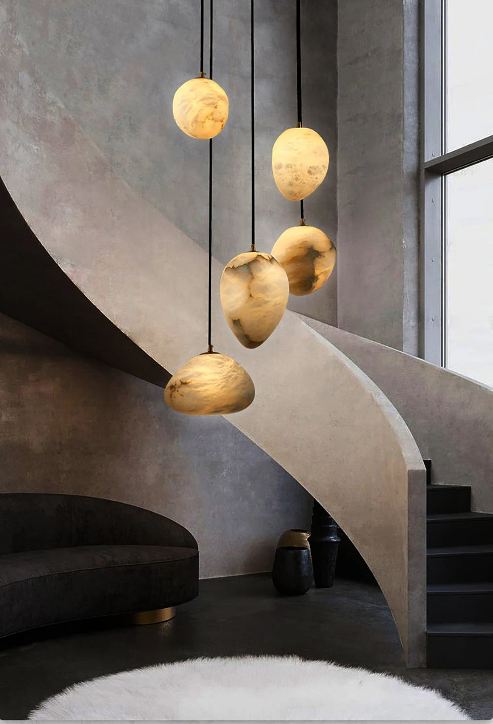 Siberia MarbleAura™ LED Chandelier – Luxury Natural Marble Hanging Light for Living Room & Modern Interiors by PurelyhomeDeco