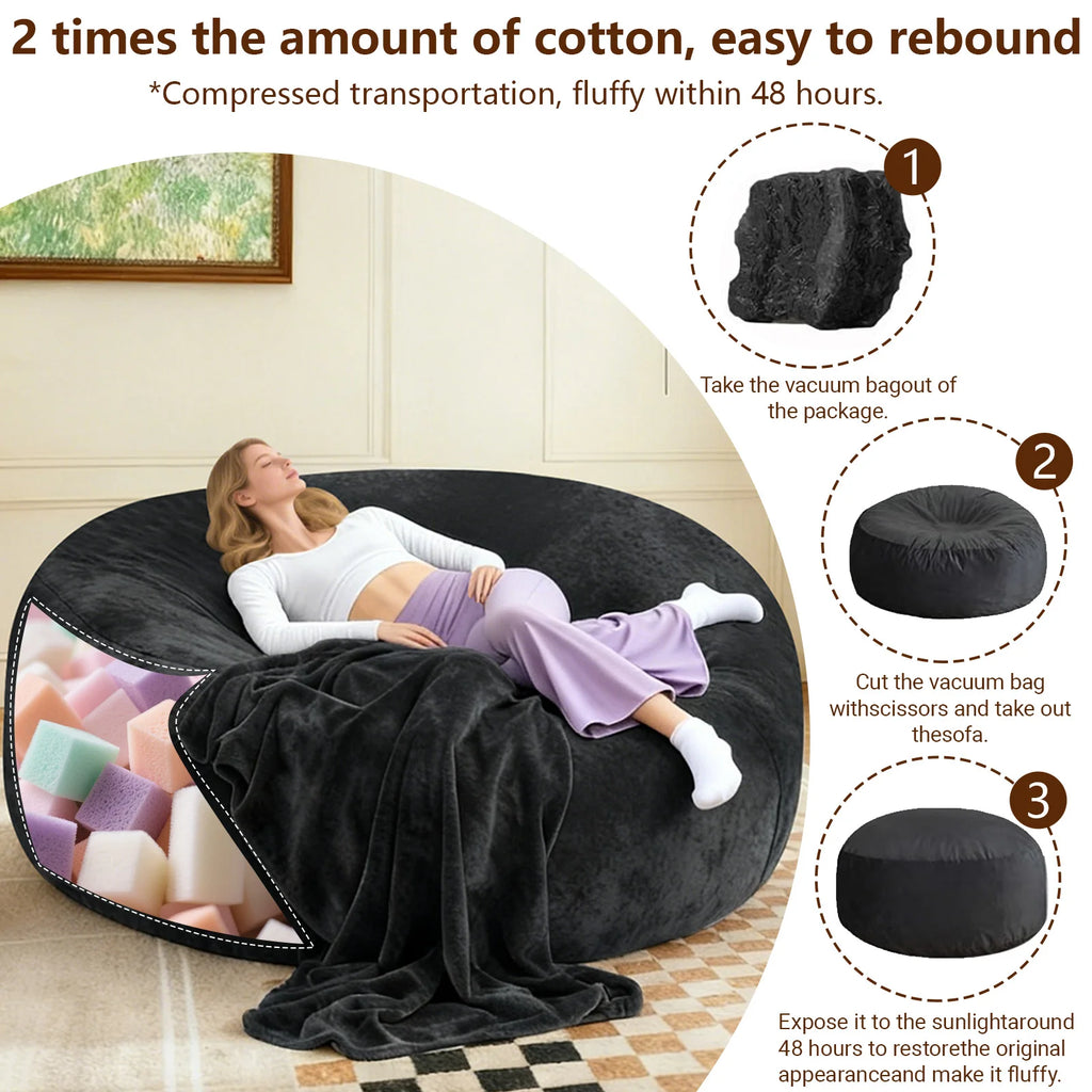 100CM×100CM×60CM, adult beanbag chair with padded beanbag inside, memory foam chair, soft flannel washable cover, ideal reading seat for bedrooms and dorms. by PurelyhomeDeco