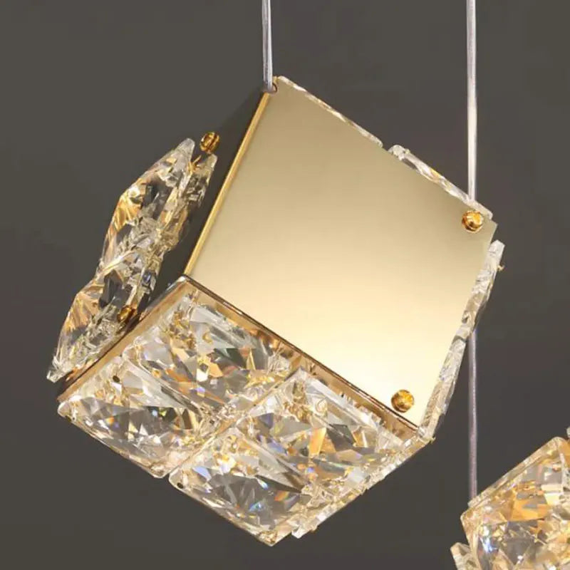 LustraCube™ Crystal LED Pendant Light – Luxury Gold & Chrome Hanging Chandelier for Living Rooms, Staircases & Modern Villas by PurelyhomeDeco
