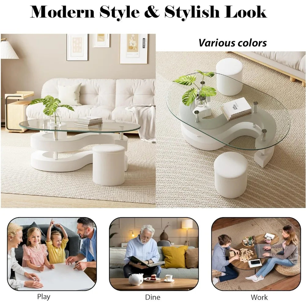 VELOCITY™ Table Trio Modern Nesting Coffee Table Set for Living Room by PurelyhomeDeco