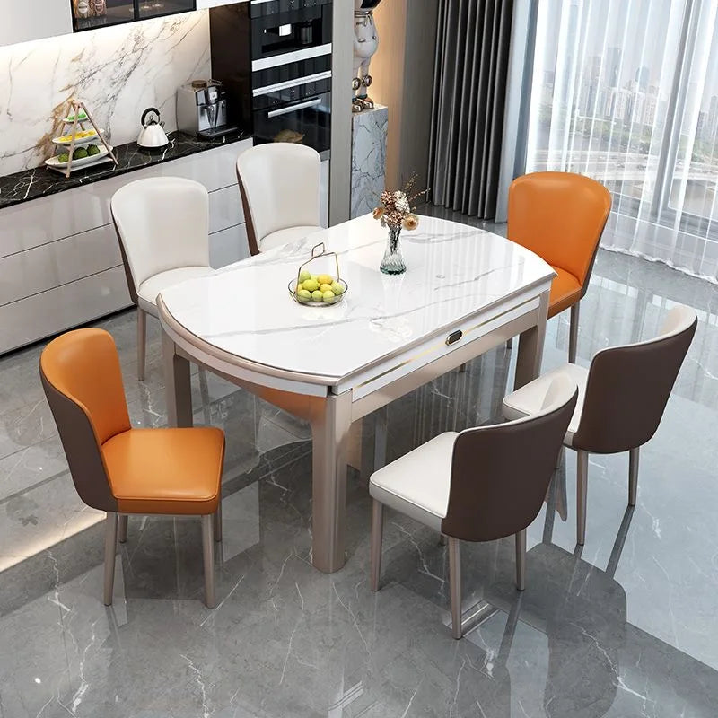 EXTORA™ Extendable Round Marble Dining Set by PurelyhomeDeco