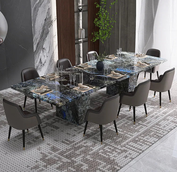 AZURÉA™ Blue Jadeite Marble Dining Set (10-Seater) by PurelyhomeDeco