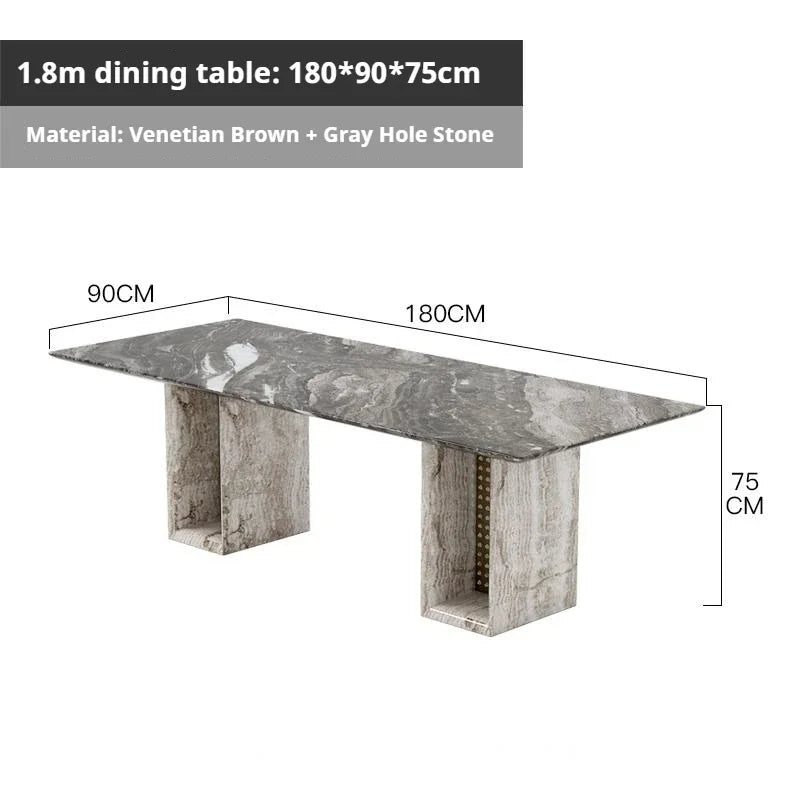 BRAVON™ Venetian Brown Wabi-Stone Dining Set by PurelyhomeDeco