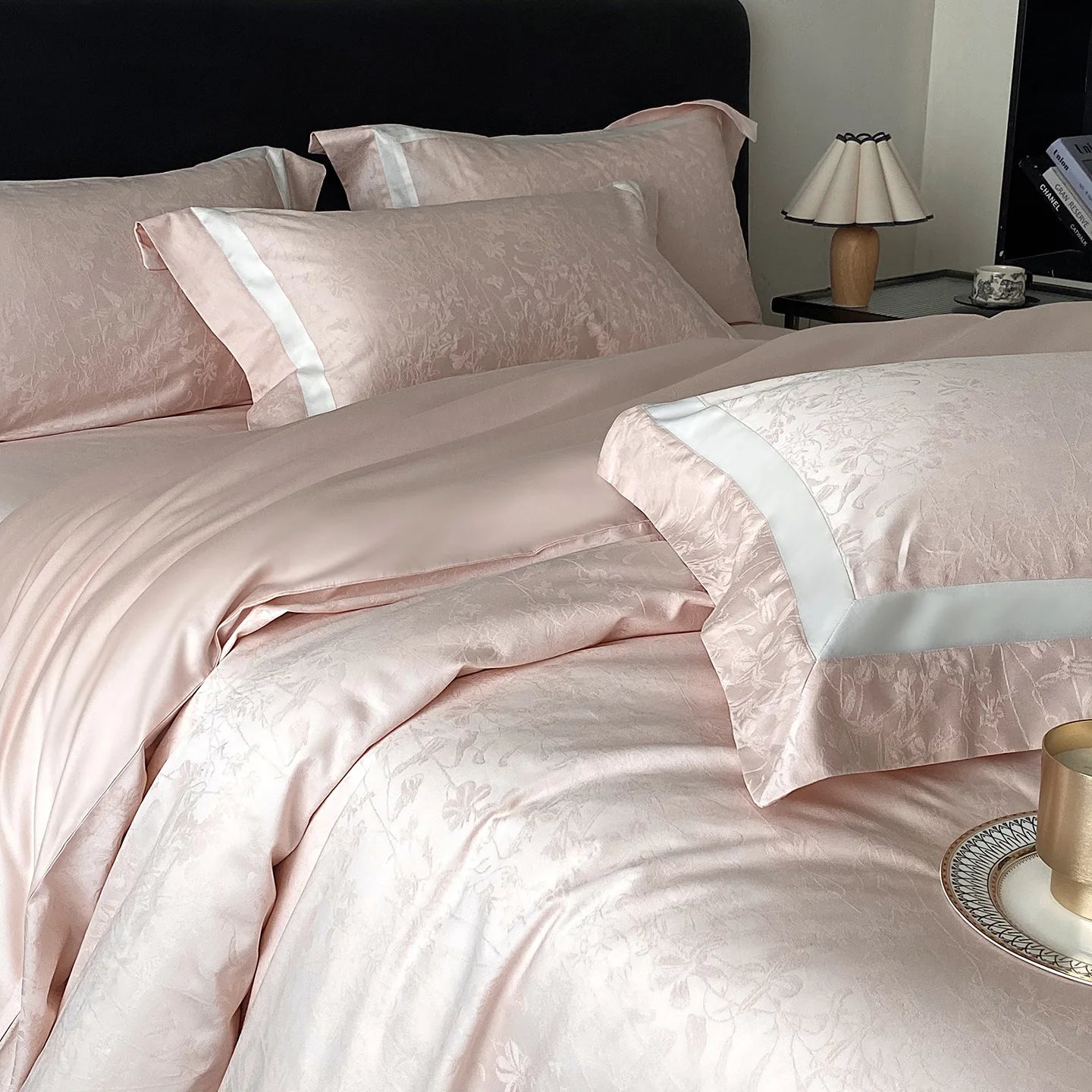 RegaliaSateen™ 4PCS Premium 100s Sateen Jacquard Bedding Set – Pure Cotton Sheet & Duvet Cover (Queen/King) by PurelyhomeDeco
