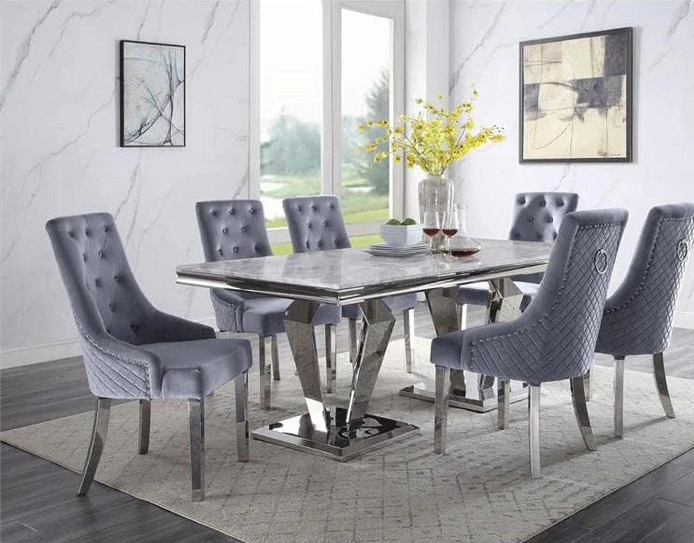 GRÉVÉRA™Grey Marble Dining Table Set by PurelyhomeDeco