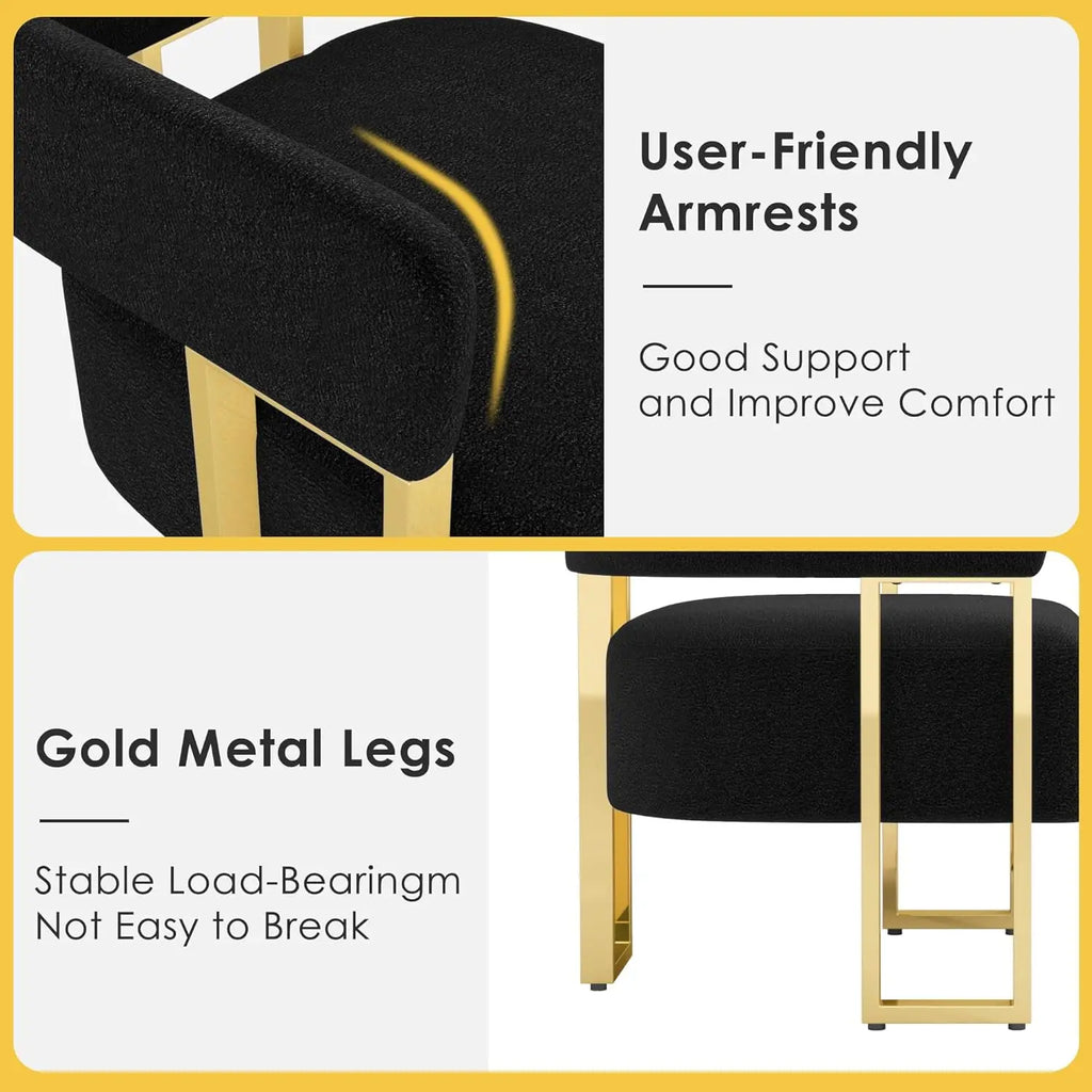 NOIR REGALIA™ Black & Gold Bouclé Accent Chair Set | Luxury Modern Duo by PurelyhomeDeco
