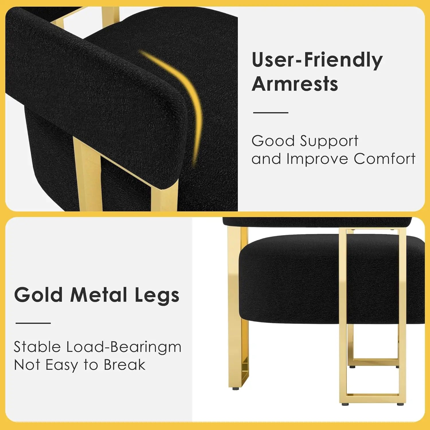 NOIR REGALIA™ Black & Gold Bouclé Accent Chair Set | Luxury Modern Duo by PurelyhomeDeco